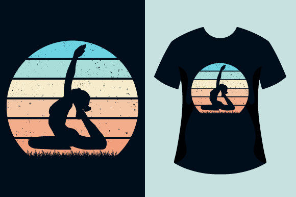 Retro Sunset Meets Yoga Style in This T-shirt Design