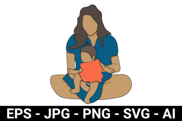 Review: Mother Holding Baby Flat Character for Embroidery